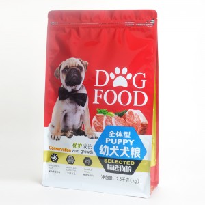 2,5 kg-os kutyaeledel-táska Újracserélhető cipzáras lapos alsó háziállat-száraz ételzsák